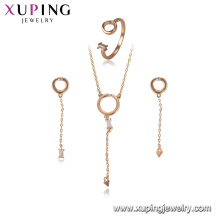 64461 xuping fashion copper drop earring stud charms jewellery set